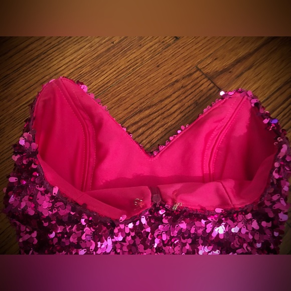 Atria Couture Fuschia Pink Strapless Tube Sequin Homecoming Dress, size … - Picture 4 of 5